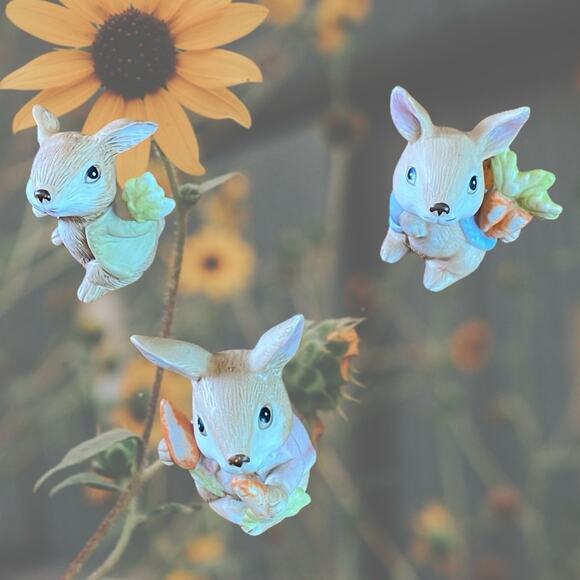 Homco 3-ct Bunnies with Carrots 1410 Figurines - Picture 3 of 8